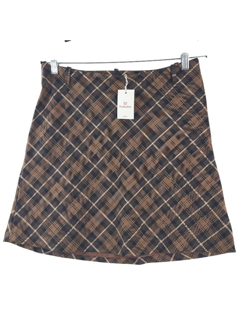 NEW Sunday Best Aritzia Clarissa Plaid Mini Skirt Brown Size 6